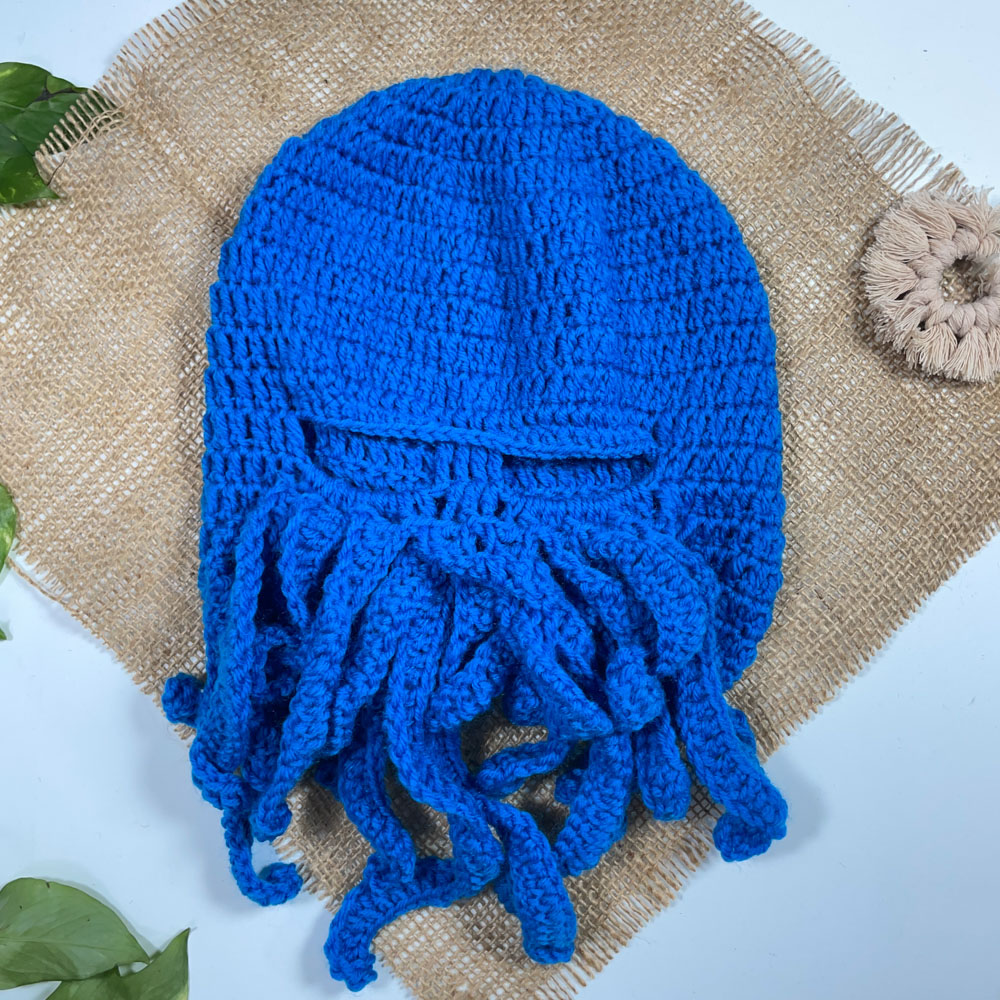 کلاه پسرانه طرح اختاپوسی ابی رنگ - فری سایز