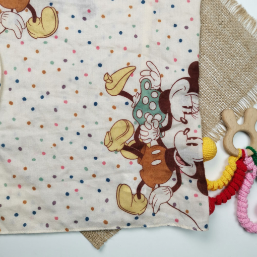 شال دخترانه طرح میکی موس کرمی رنگ - فری سایز