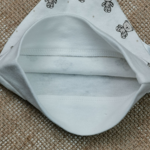 کلاه نوزادی نوزادی طرح خرسی گره ای سفید رنگ - 0 تا 2 ماه