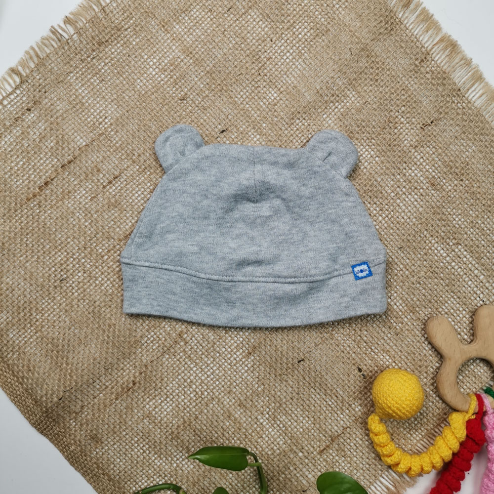 کلاه نوزادی نوزادی طرح گوش دار طوسی رنگ - 0 تا 2 ماه