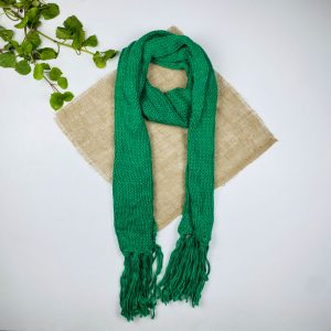 تخفیف یلدایی _ شال گردن طرح شال گردن بافت بلند مدل ریش ریش سبز رنگ - فری سایز