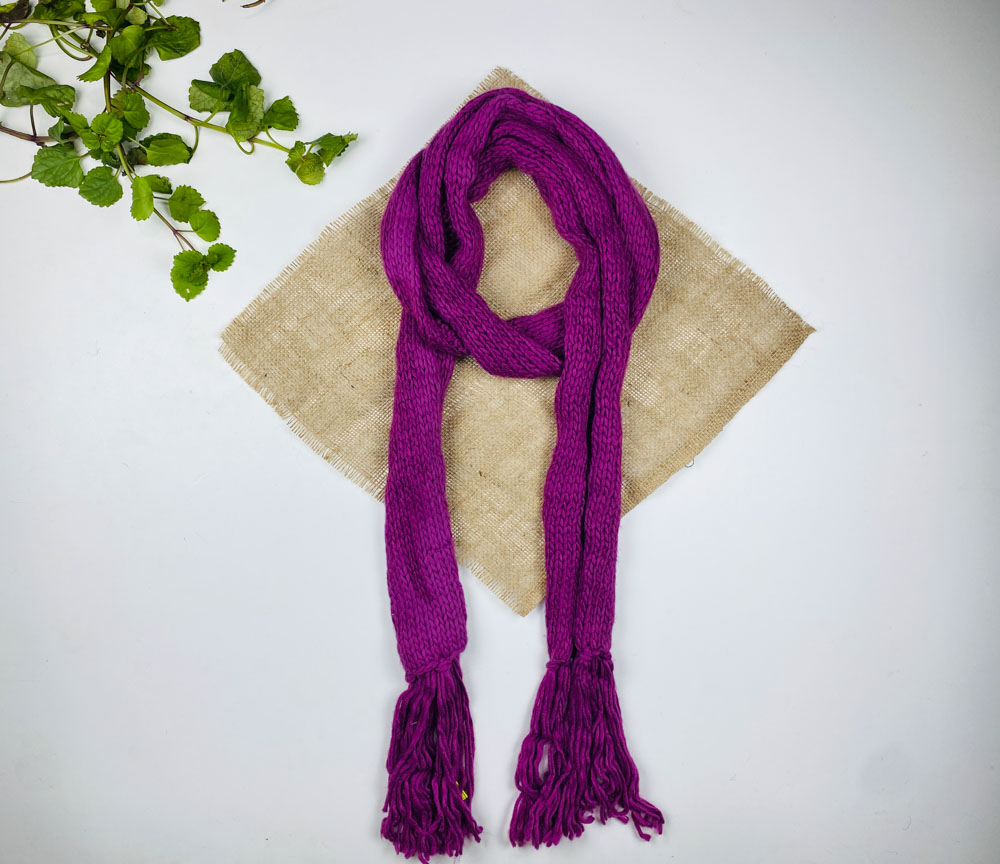 تخفیف یلدایی _ شال گردن طرح شال گردن تک رنگ مدل ریش ریش بنفش رنگ - فری سایز