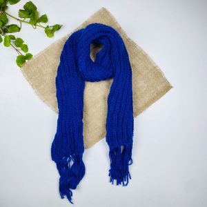 تخفیف یلدایی _ شال گردن طرح شال گردن قد متوسط مدل ریش ریش آبی نیلی رنگ - فری سایز