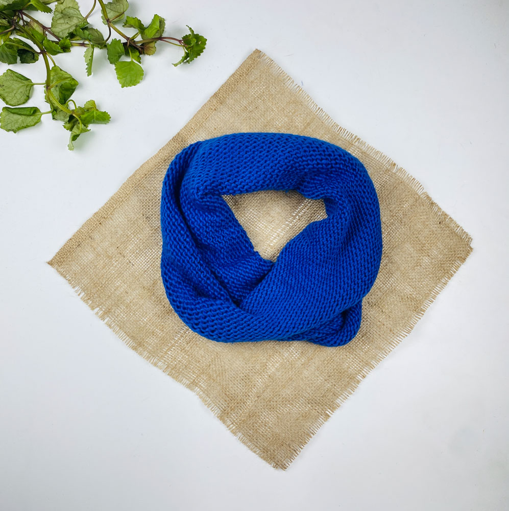 تخفیف یلدایی _ شال رینگی گردن طرح مدل گردنی ریز بافت رینگی آبی رنگ - فری سایز