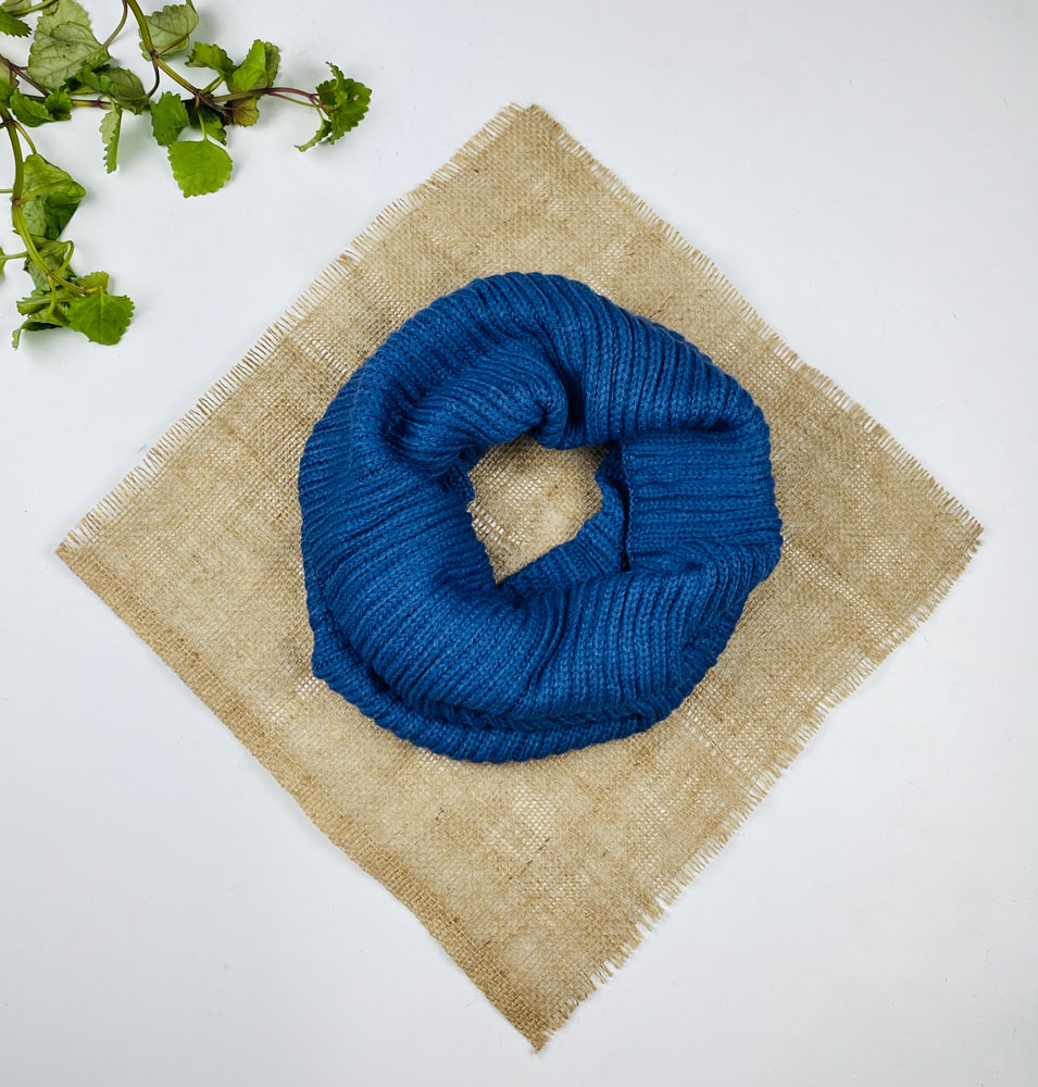 تخفیف یلدایی _ شال رینگی طرح مدل بافت ریز دور گردنی آبی سبز رنگ - فری سایز