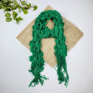 تخفیف یلدایی _ شال گردن طرح مدل حاشیه دار مدل ریش ریش سبز رنگ - فری سایز