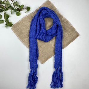 تخفیف یلدایی _ شال گردن طرح مدل نقش طرح بافته ریش ریش نیلی رنگ - فری سایز