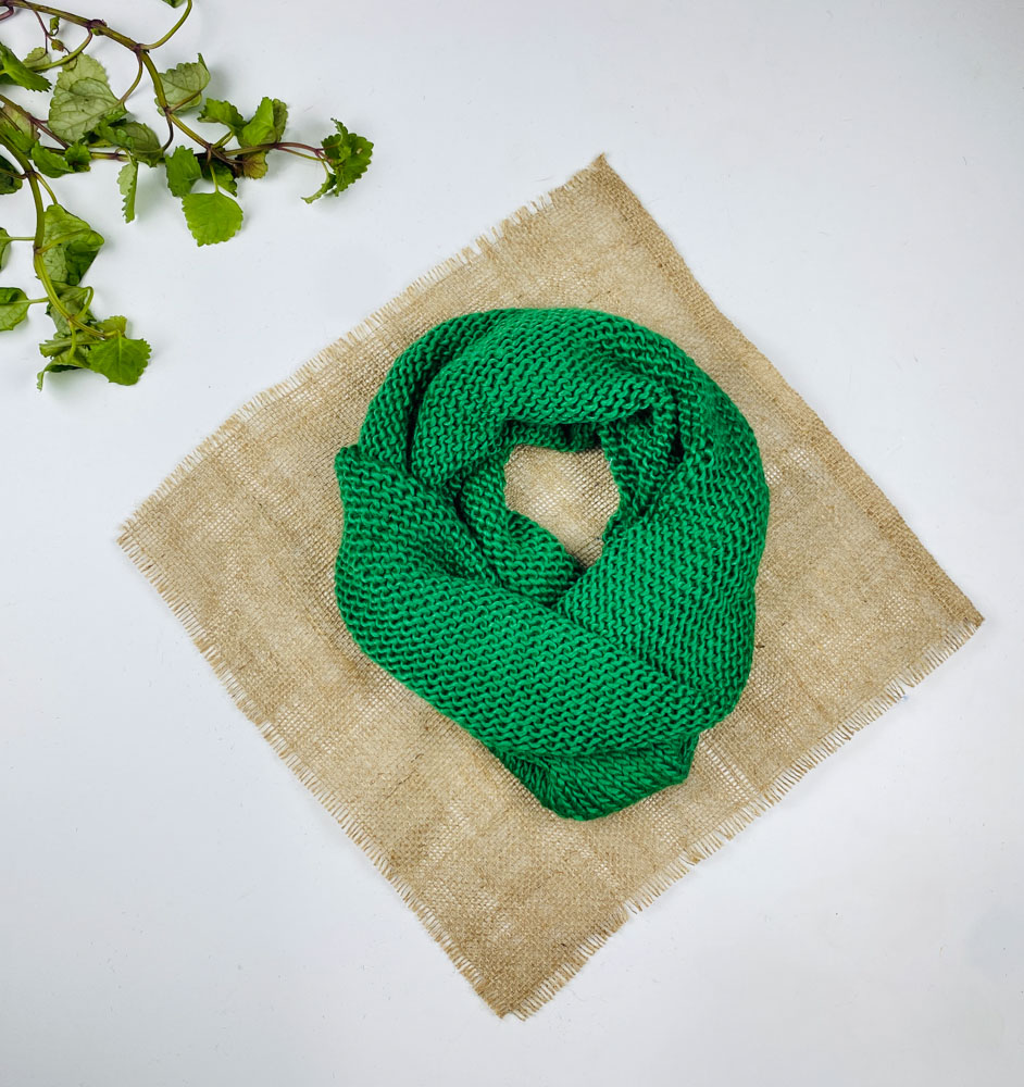 تخفیف یلدایی _ شال رینگی طرح مدل بافت دور گردنی سبز روشن رنگ - فری سایز