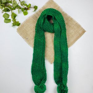 تخفیف یلدایی _ شال گردن طرح مدل بافت ریز توپی سبز رنگ - فری سایز