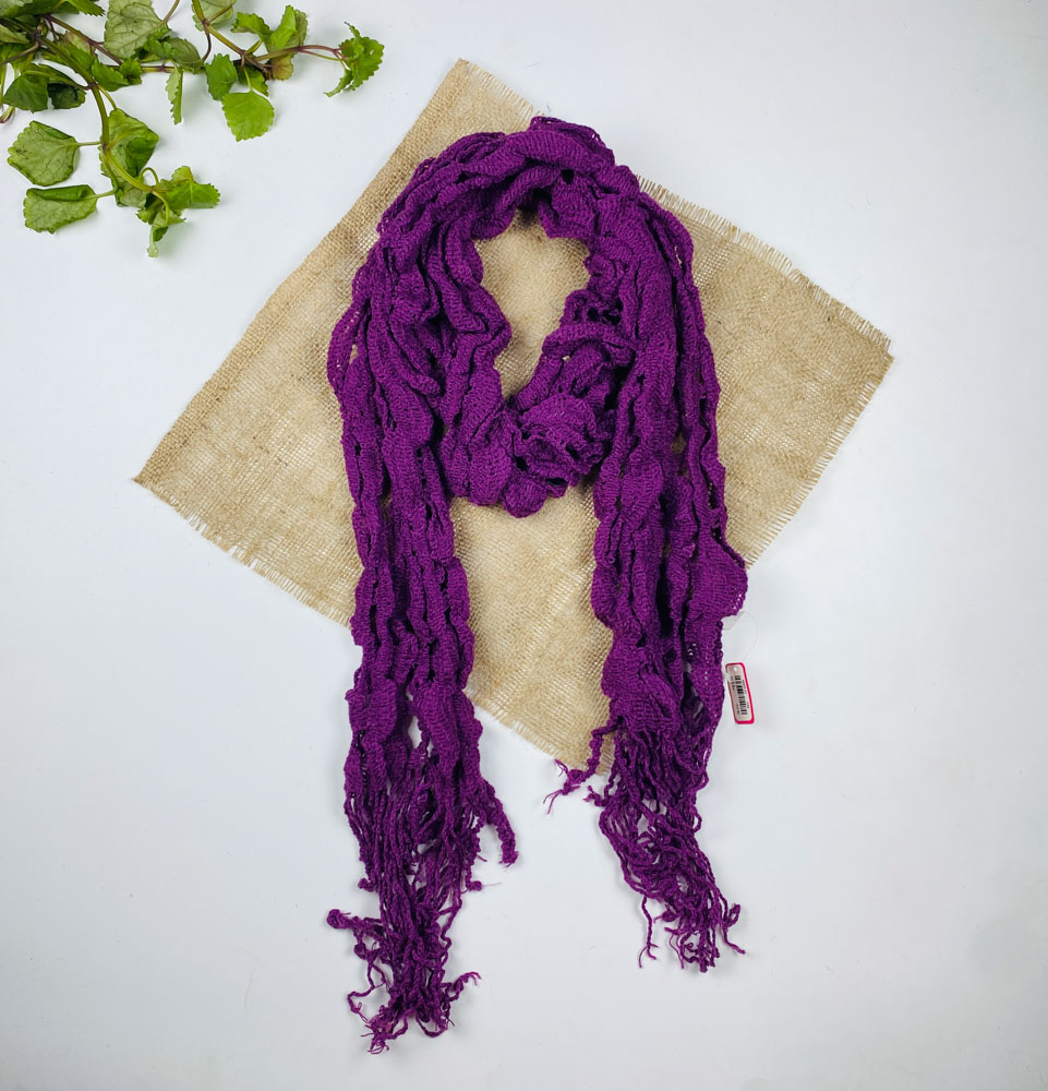 تخفیف یلدایی _ شال گردن طرح مدل بافت پفی طرح مدل زنبوری بنفش رنگ - فری سایز