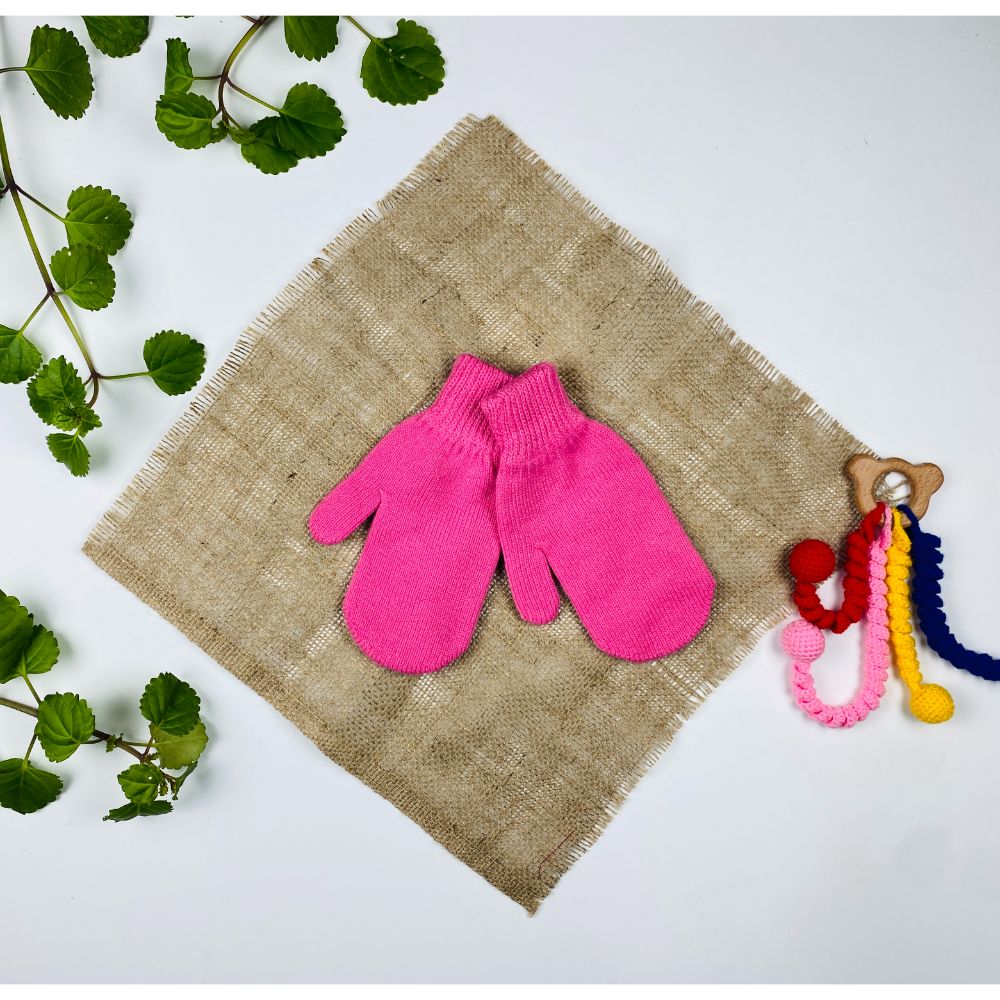 دستکش طرح ساده مدل شصتی صورتی رنگ - فری سایز