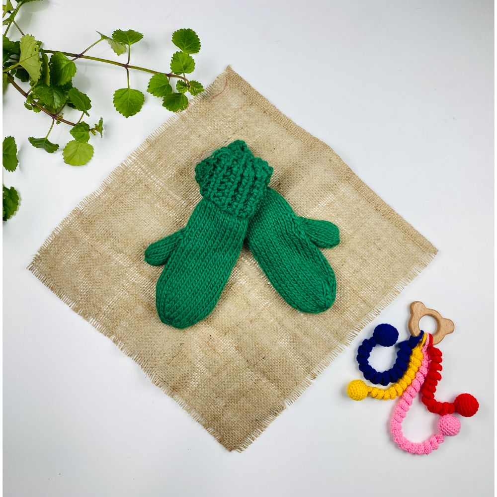 دستکش طرح مدل طرح بافت مدل شصتی سبز رنگ - فری سایز