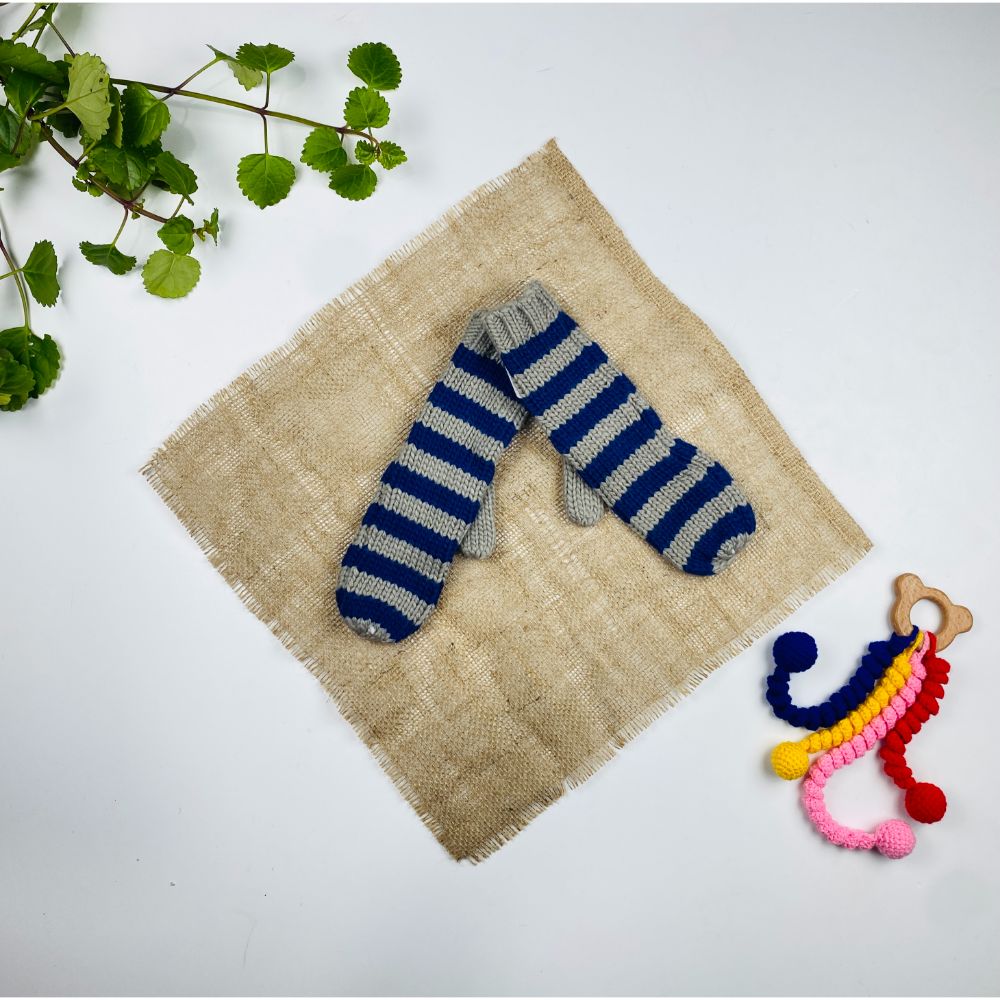 دستکش طرح راه راه مدل شصتی توسی رنگ - فری سایز