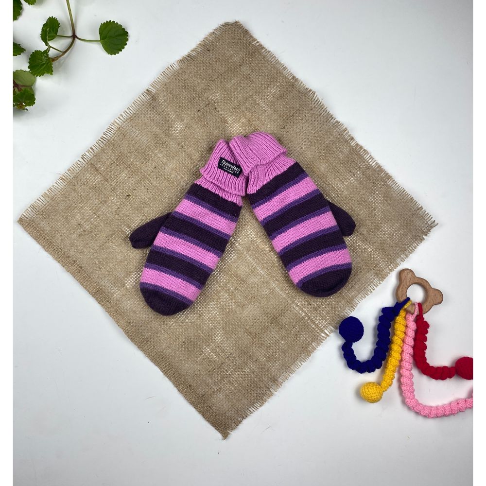 دستکش طرح مدل راه راه مدل شصتی بنفش رنگ - فری سایز