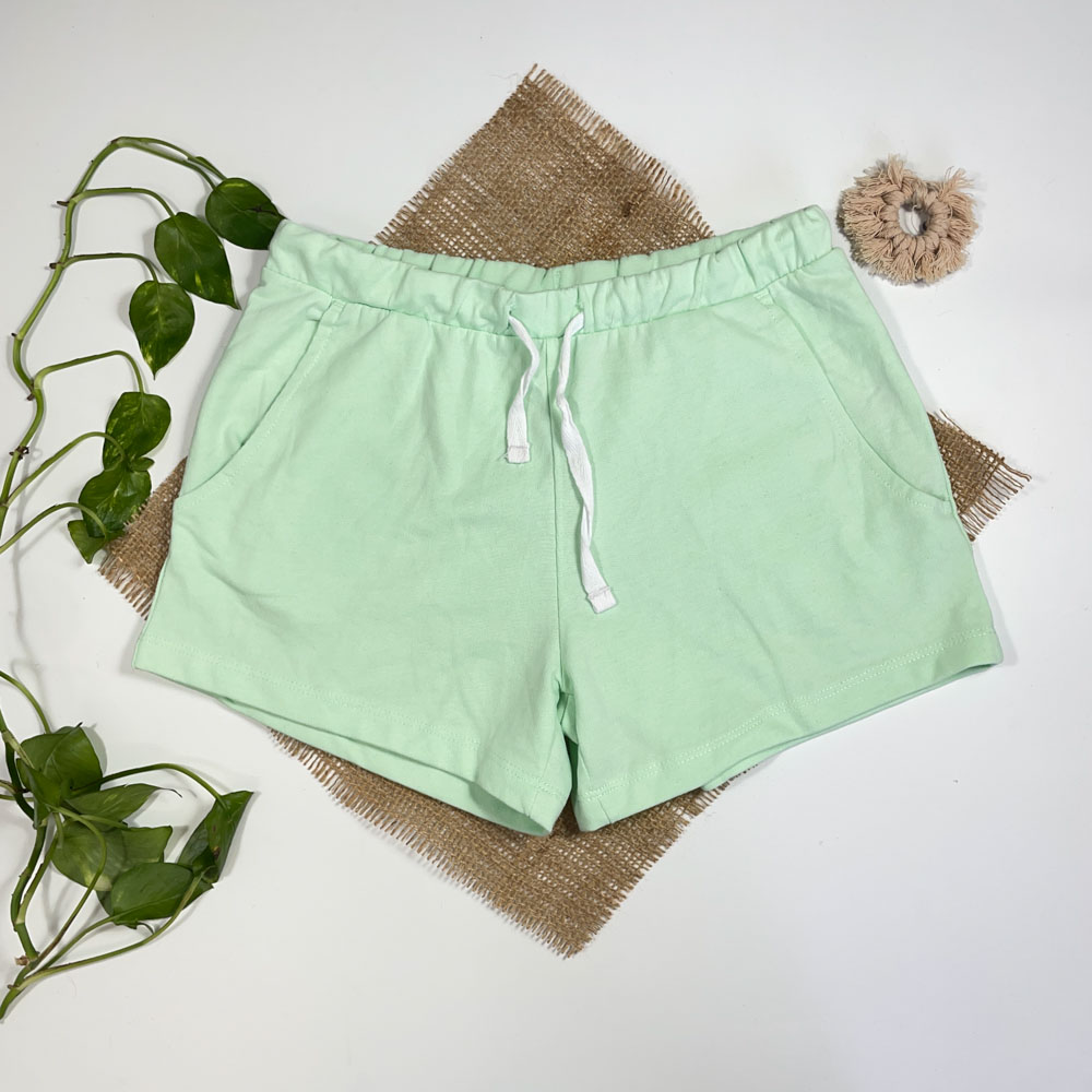 شلوارک برند Papparts طرح جیب دار کمر کش سبز پاستلی رنگ