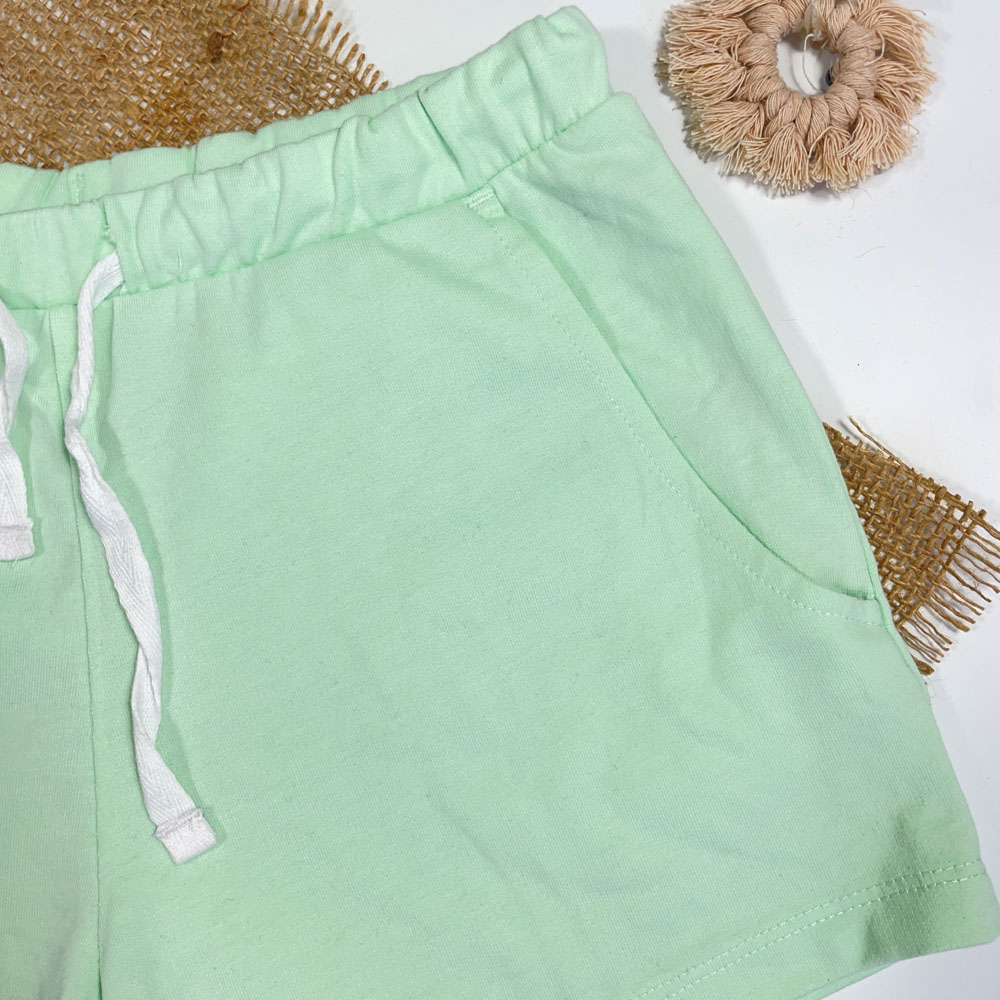 شلوارک برند Papparts طرح جیب دار کمر کش سبز پاستلی رنگ