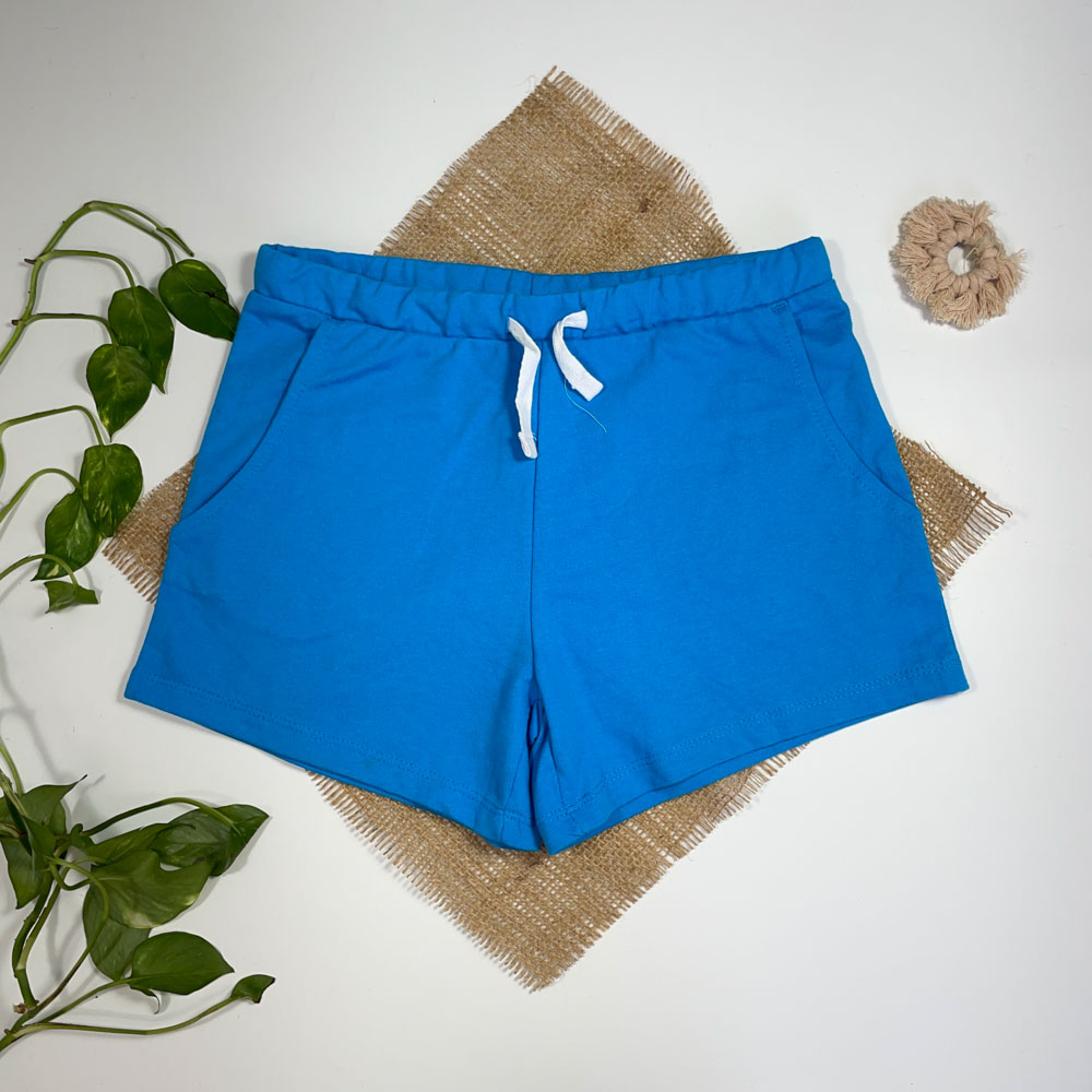 شلوارک برند Papparts طرح جیب دار کمر کش ابی رنگ