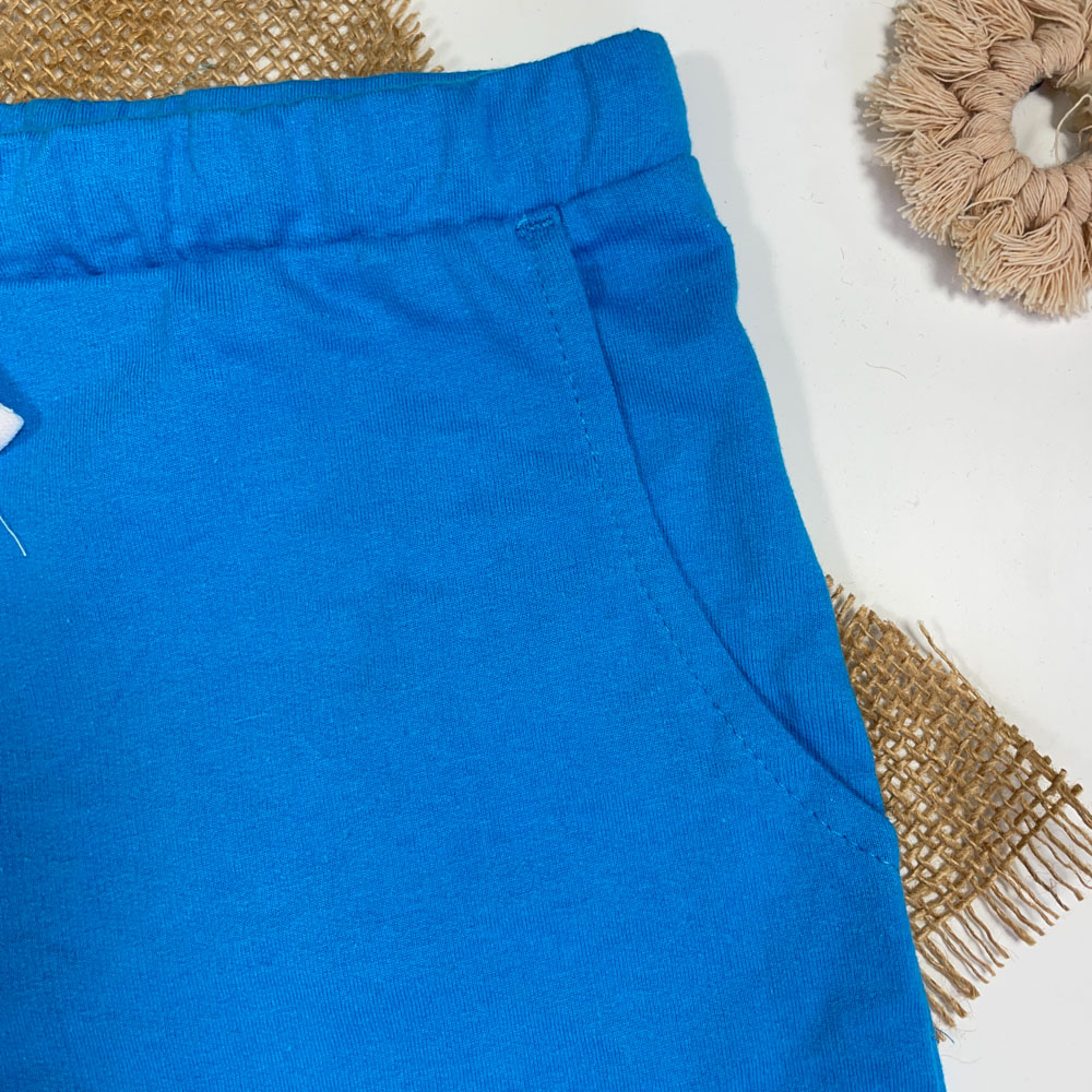 شلوارک برند Papparts طرح جیب دار کمر کش ابی رنگ