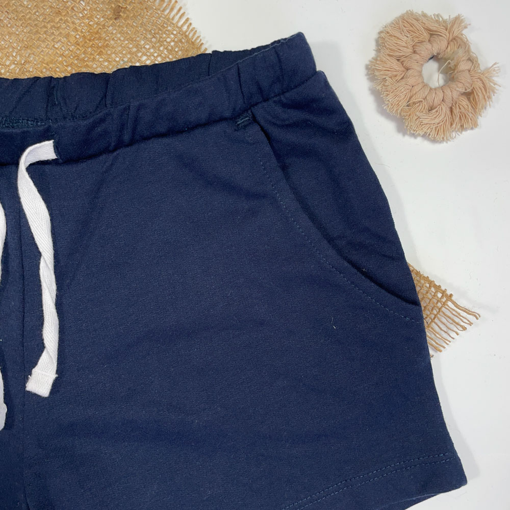 شلوارک برند Papparts طرح جیب دار کمرکش سرمه ای رنگ - 10 تا 12 سال