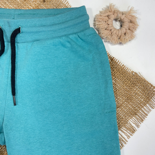 شلوارک برند Papparts طرح جیب دار کمر کش سبز ابی رنگ - 6 تا 8 سال