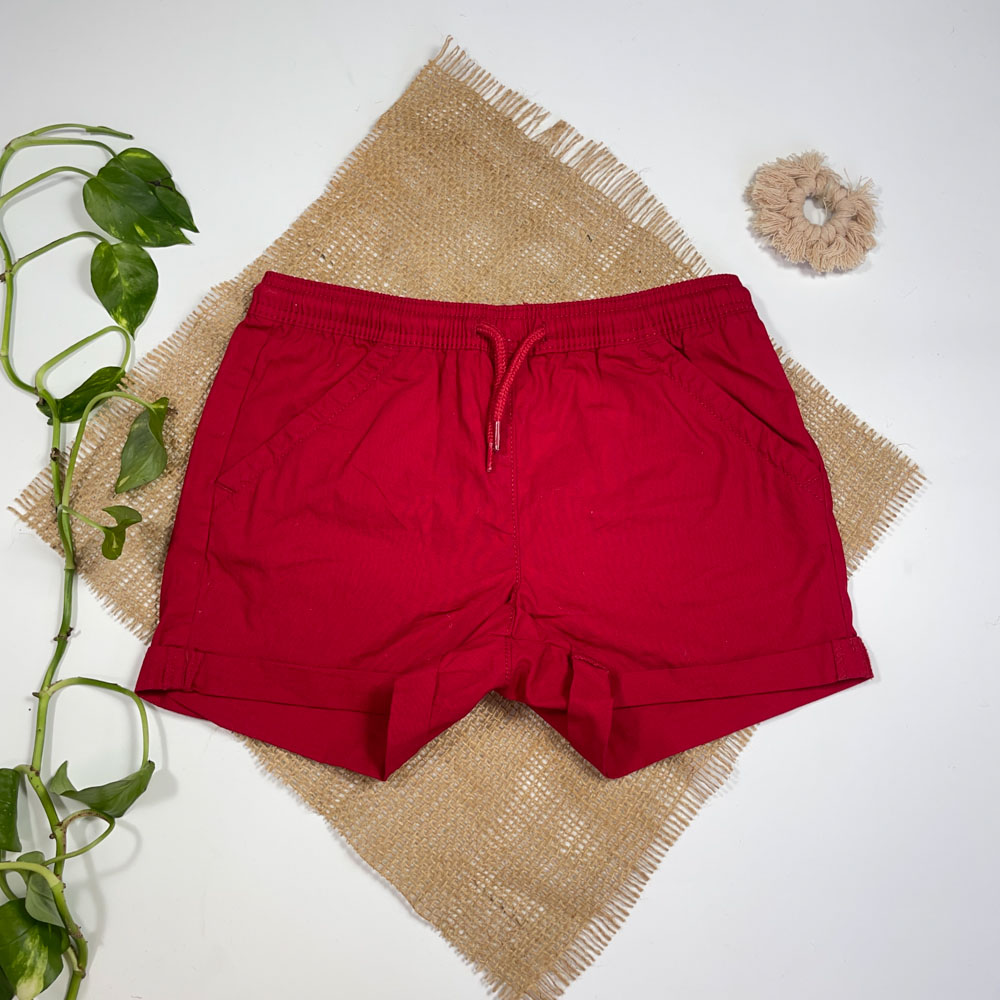 شلوارک پسرانه برند Iupilu طرح جلو جیب دار کمر کش و لبه پاکتی قرمز رنگ