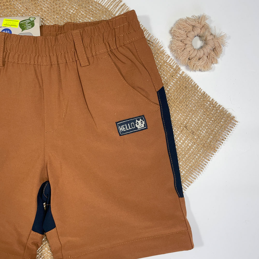 شلوارک پسرانه برند Iupilu طرح جلو جیب دار کمرکش و شلوار شو قهوه ای روشن رنگ - 6 سال