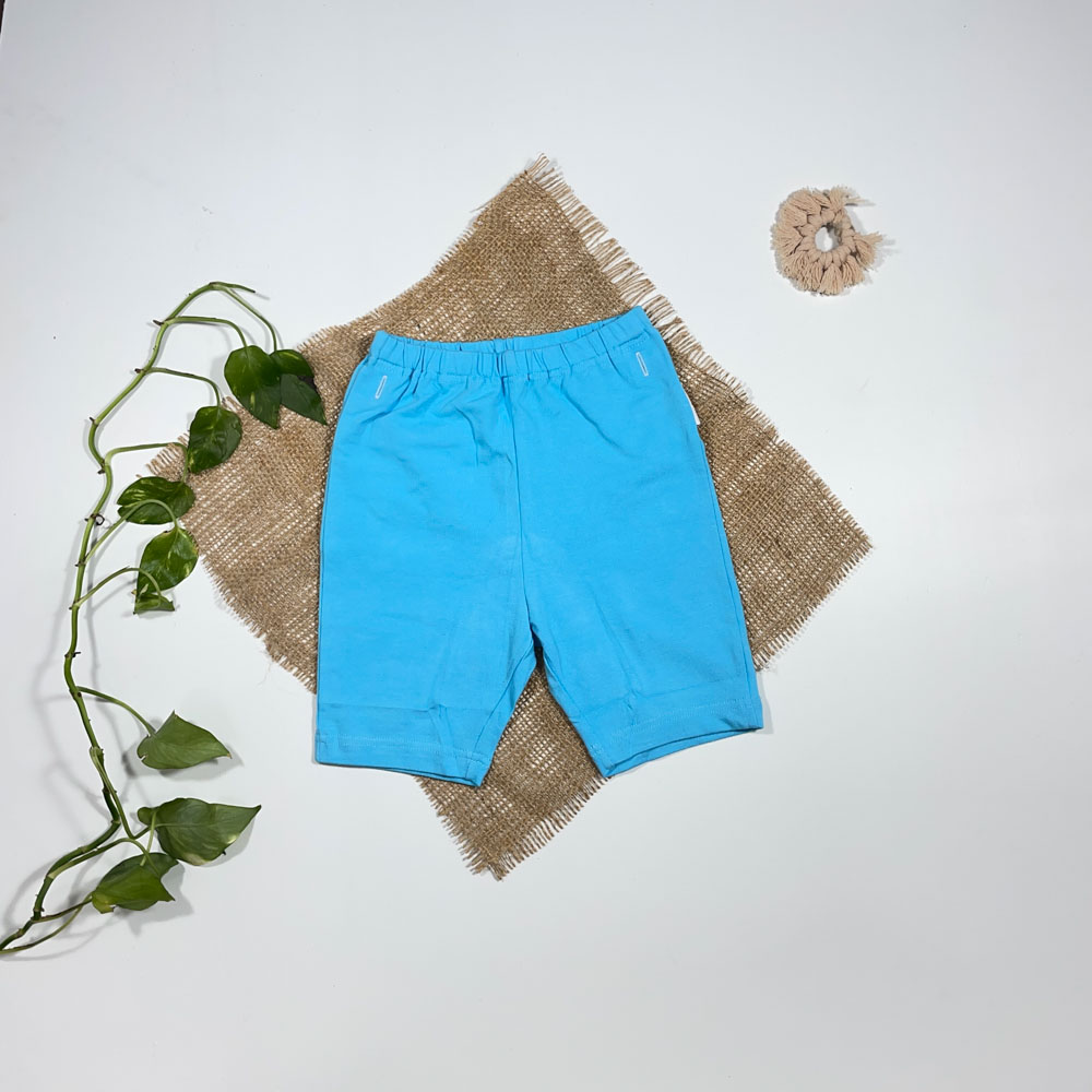 شلوارک پسرانه طرح پشت جیب دار ابی رنگ - 2 سال