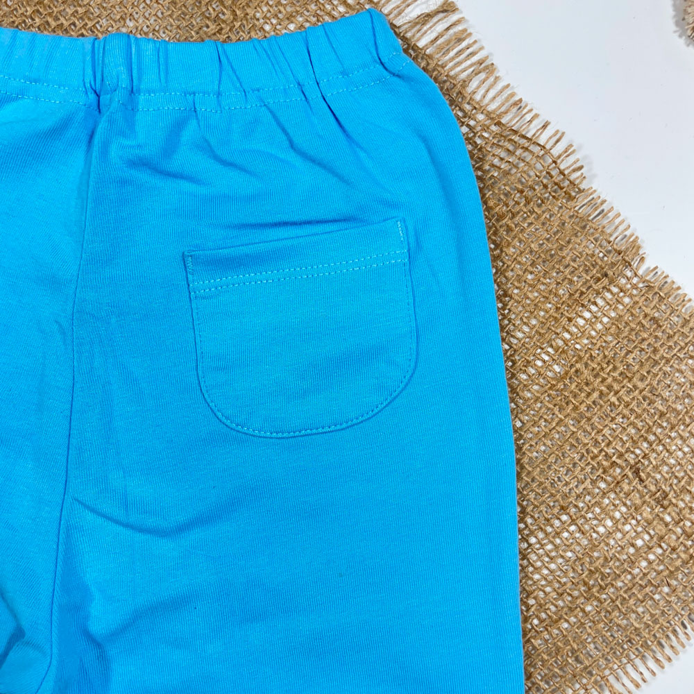 شلوارک پسرانه طرح پشت جیب دار ابی رنگ - 2 سال