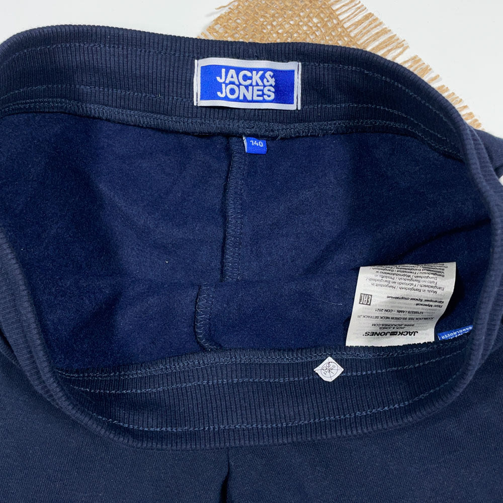 شلوارک پسرانه برند Jack jones طرح بغل خطی سرمه ای رنگ - 10 سال