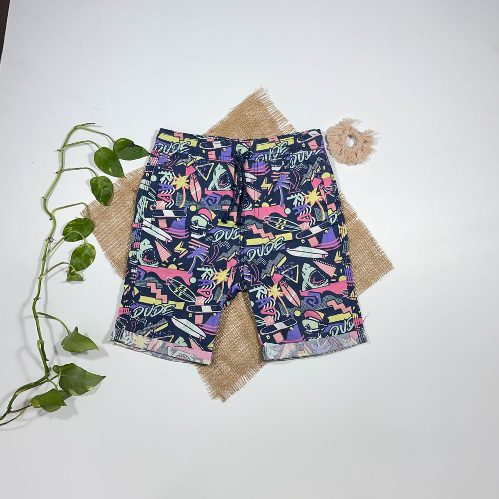 شلوارک پسرانه برند Tu طرح رنگی رنگی سرمه ای رنگ - 6 سال