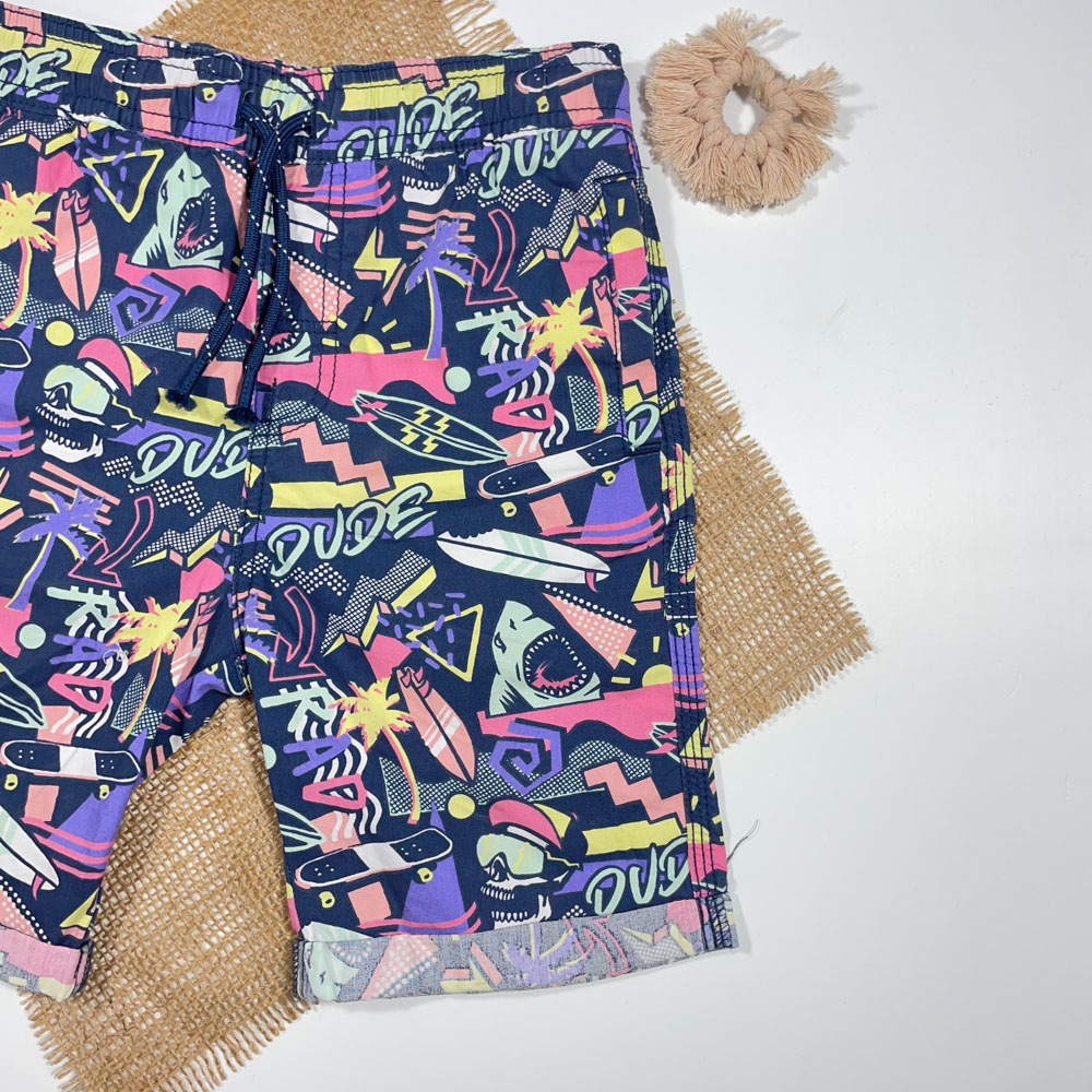 شلوارک پسرانه برند Tu طرح رنگی رنگی سرمه ای رنگ - 6 سال