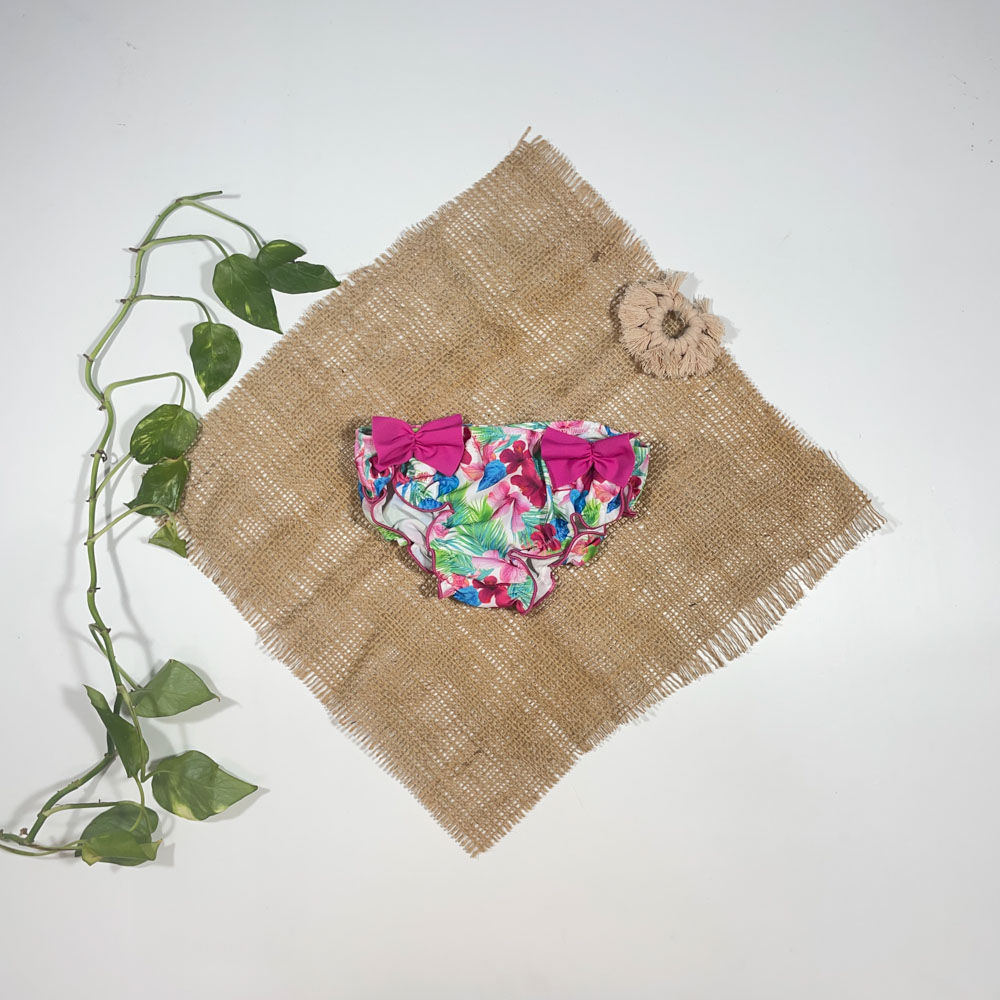 شورت نوزادی دخترانه برند idexe it طرح گل گلی پاپیونی سرخابی رنگ - 12 تا 24 ماه