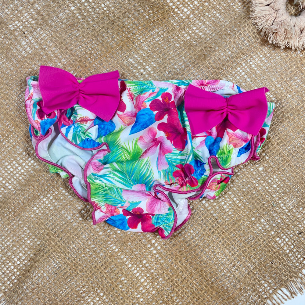 شورت نوزادی دخترانه برند idexe it طرح گل گلی پاپیونی سرخابی رنگ - 12 تا 24 ماه