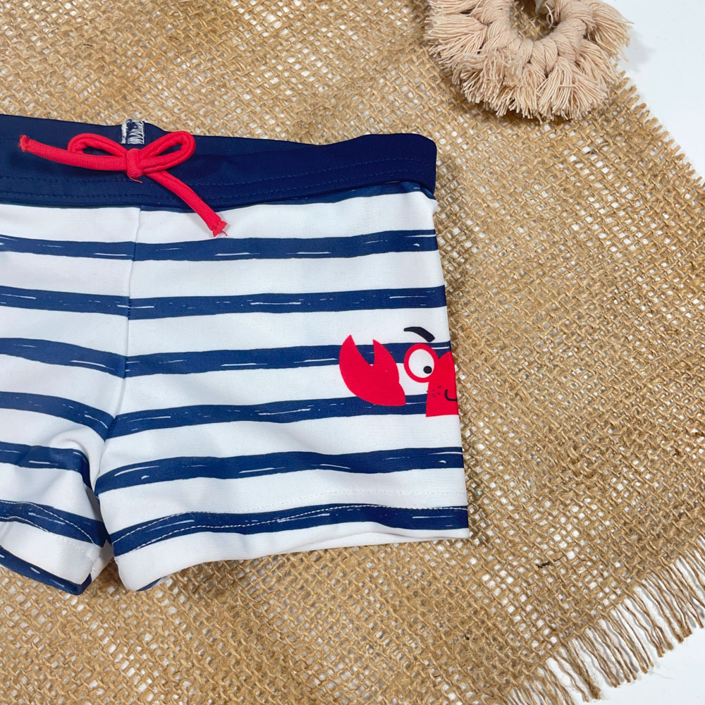 شورت نوزادی پسرانه برند idexe it طرح راه راه سفید رنگ - 12 تا 24 ماه