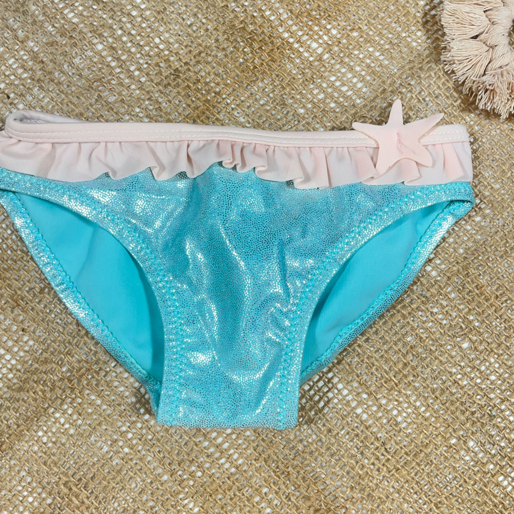 شورت نوزادی دخترانه برند Beachwear طرح مدل پری دریایی اکلیلی کرمی رنگ - 12 تا 24 ماه