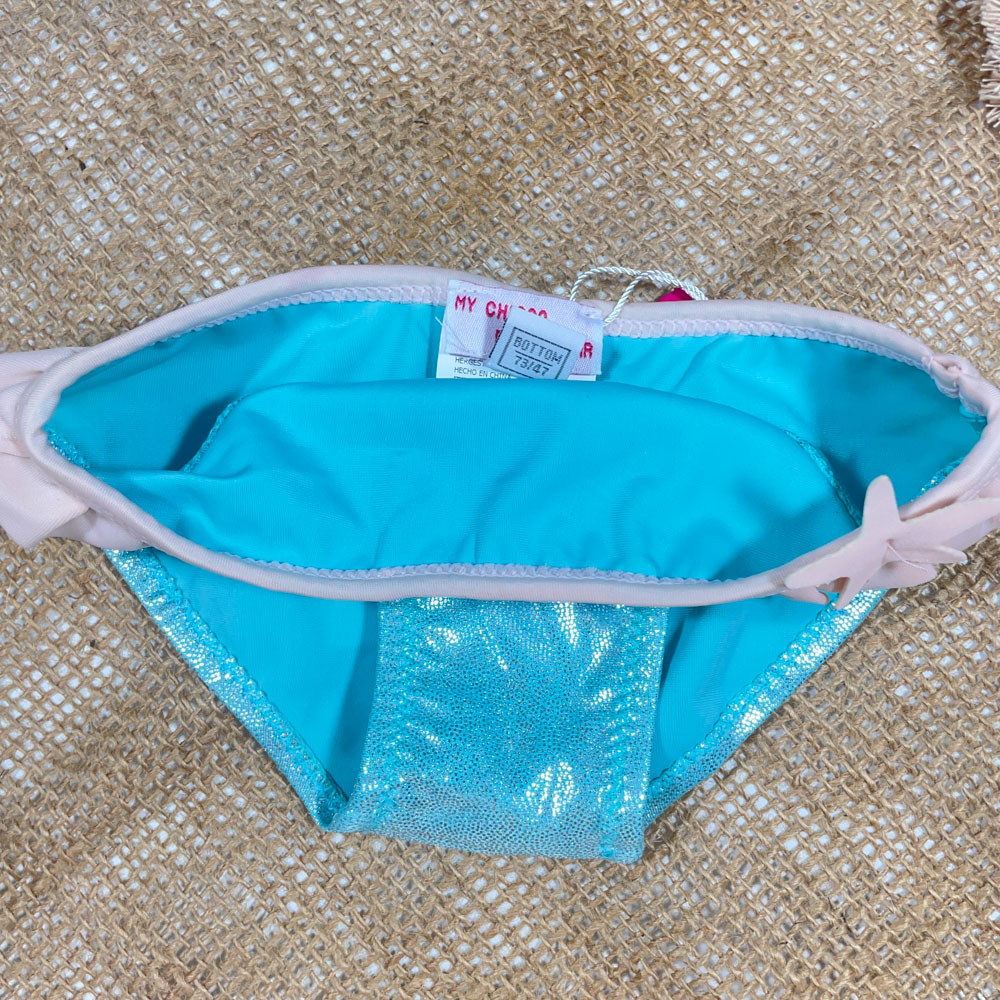 شورت نوزادی دخترانه برند Beachwear طرح مدل پری دریایی اکلیلی کرمی رنگ - 12 تا 24 ماه