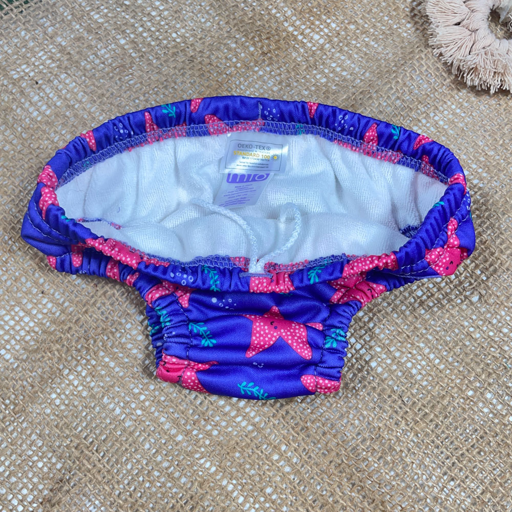 شورت نوزادی دخترانه برند Moo طرح دریایی ستارهای بنفش رنگ - 12 تا 24 ماه