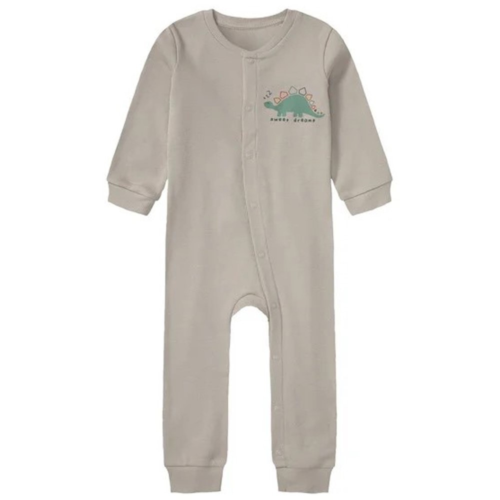 سرهمی نوزادی پسرانه آستین بلند برند لوپیلو طرح دایناسور کبریتی خاکی رنگ