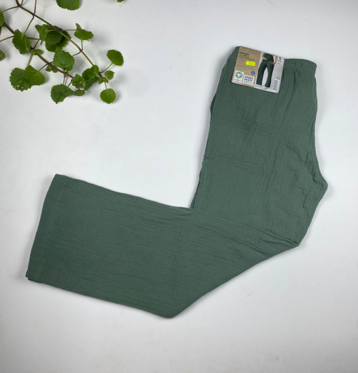 شلوار موسلین زنانه ( بارداری ) برند esmara بگ جیب دار سبز تیره رنگ