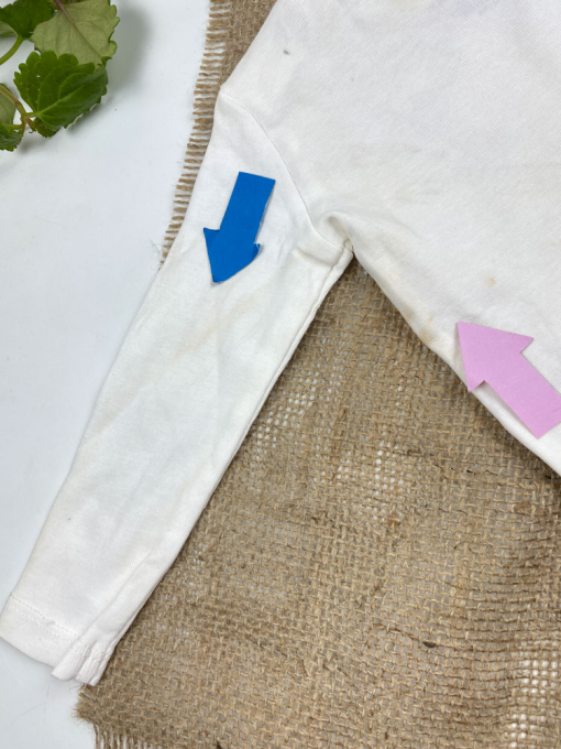 ایراد دار _ بادی نوزادی آستین بلند طرح تدی یقه گرد سفید رنگ - 2 تا 3 ماه