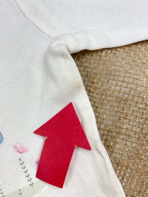 ایراد دار _ بادی نوزادی آستین بلند طرح تدی یقه گرد سفید رنگ - 2 تا 3 ماه