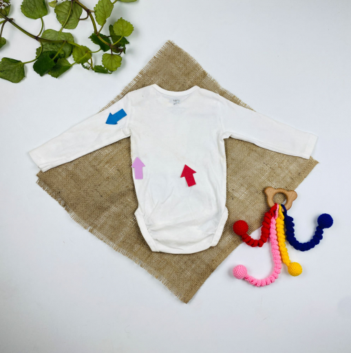 ایراد دار _ بادی نوزادی آستین بلند طرح تدی یقه گرد سفید رنگ - 2 تا 3 ماه