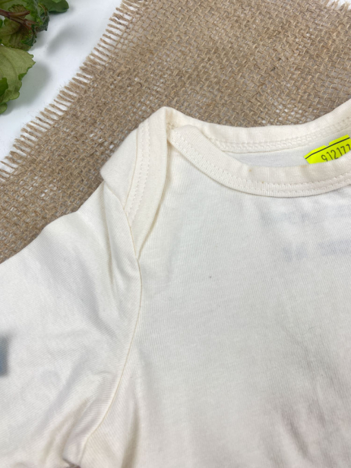 ایراد دار _ بادی نوزادی آستین بلند طرح ساده یقه گرد نباتی رنگ - 3 ماه