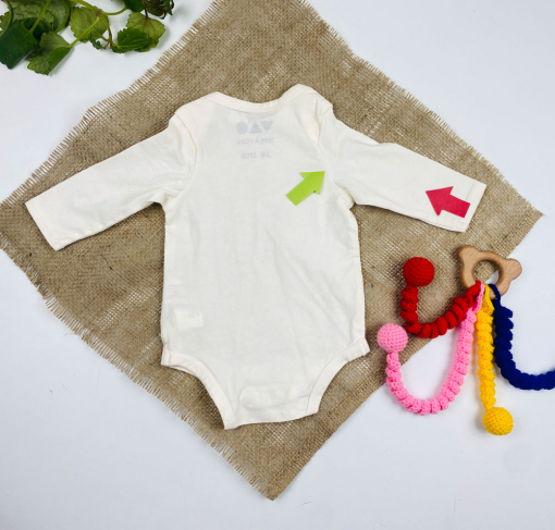 ایراد دار _ بادی نوزادی آستین بلند طرح ساده یقه گرد نباتی رنگ - 3 ماه