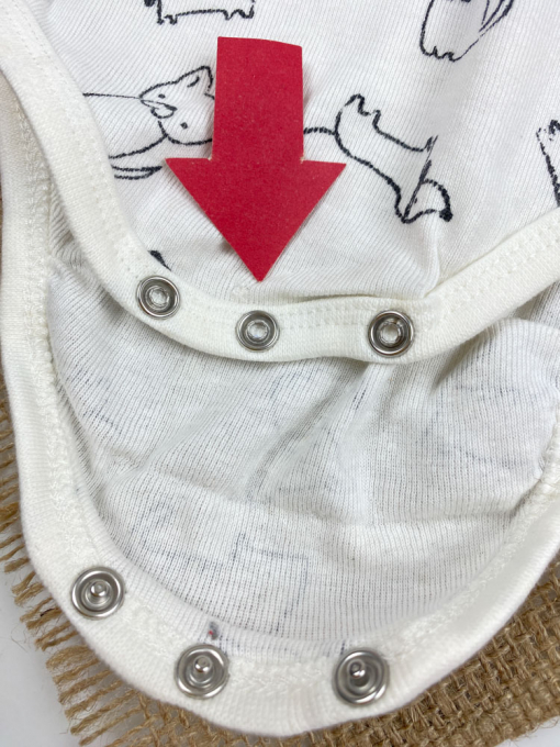 ایراد دار _ بادی نوزادی آستین کوتاه طرح حیوانات یقه گرد شیری رنگ - 0 تا 3 ماه