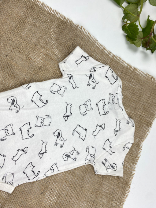 ایراد دار _ بادی نوزادی آستین کوتاه طرح حیوانات یقه گرد شیری رنگ - 0 تا 3 ماه