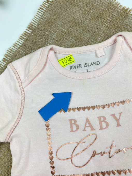 ایراد دار _ بادی نوزادی دخترانه آستین بلند طرح نوشته لاتین طرح BABY یقه گرد ساده صورتی کمرنگ - 0 تا 3 ماه