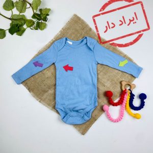 ایراد دار _ بادی نوزادی آستین بلند برند لوپیلو طرح ساده یقه گرد بدون دکمه آبی روشن رنگ - 2 تا 6 ماه