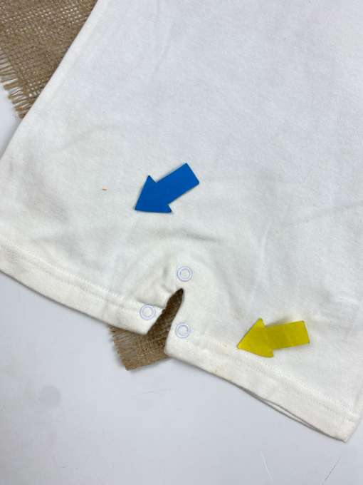 ایراد دار _ رامپر نوزادی آستین کوتاه طرح اسب آبی یقه گرد پشت دکمه ای - 6 تا 9 ماه