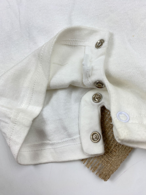 ایراد دار _ رامپر نوزادی آستین کوتاه طرح اسب آبی یقه گرد پشت دکمه ای - 6 تا 9 ماه